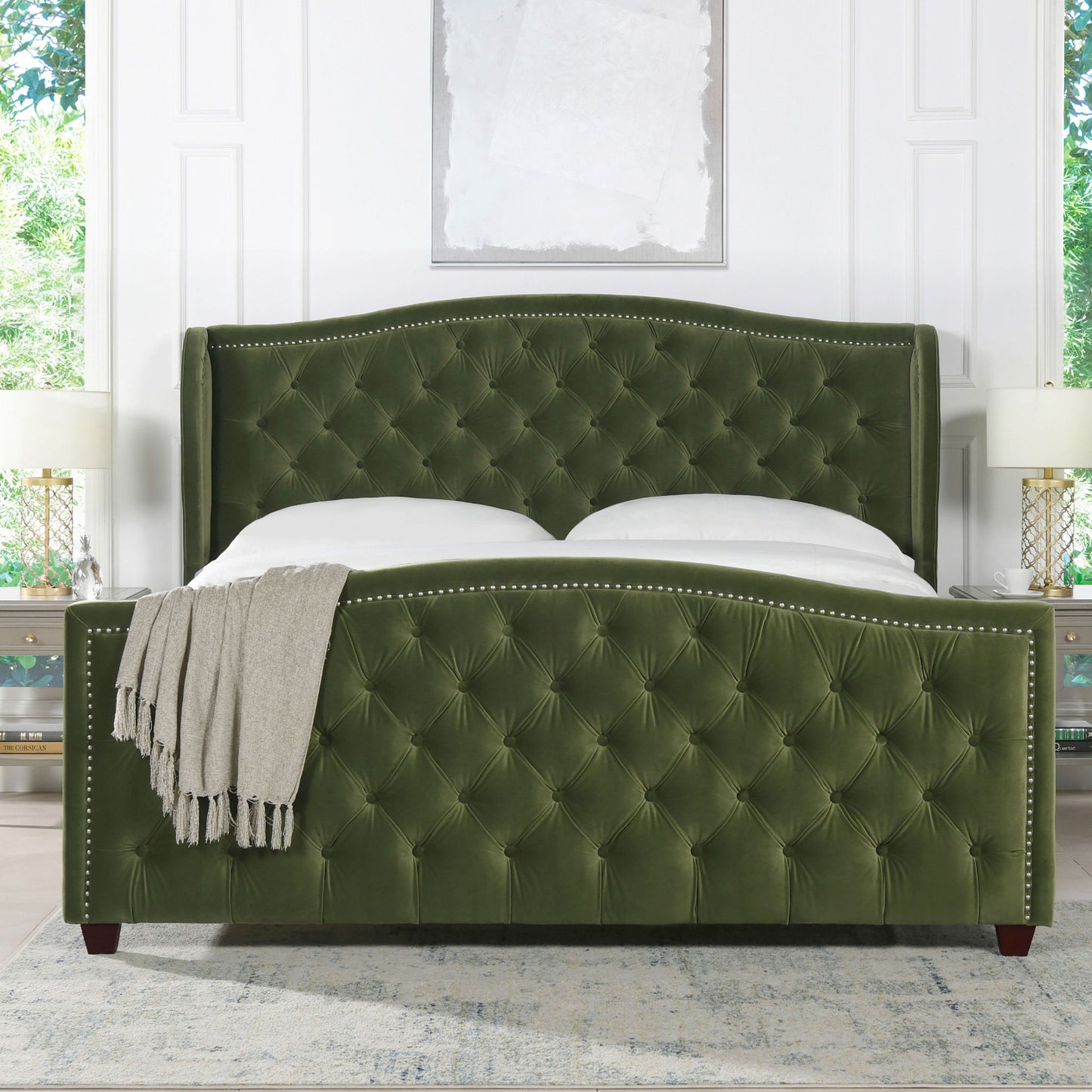 Marcella - Upholstered Shelter Headboard Bed Set - The Sleep Loft - Online Mattress Showroom NYC