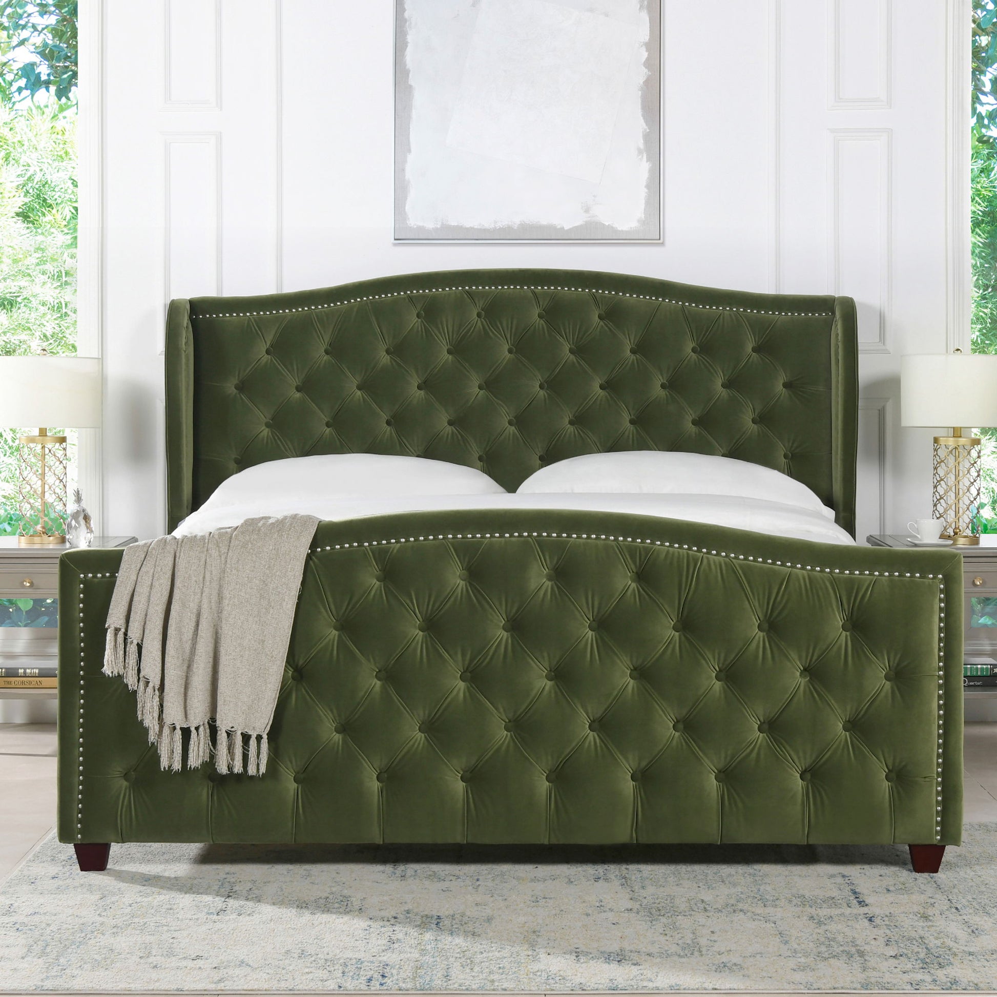 Marcella - Upholstered Shelter Headboard Bed Set - The Sleep Loft - Online Mattress Showroom NYC