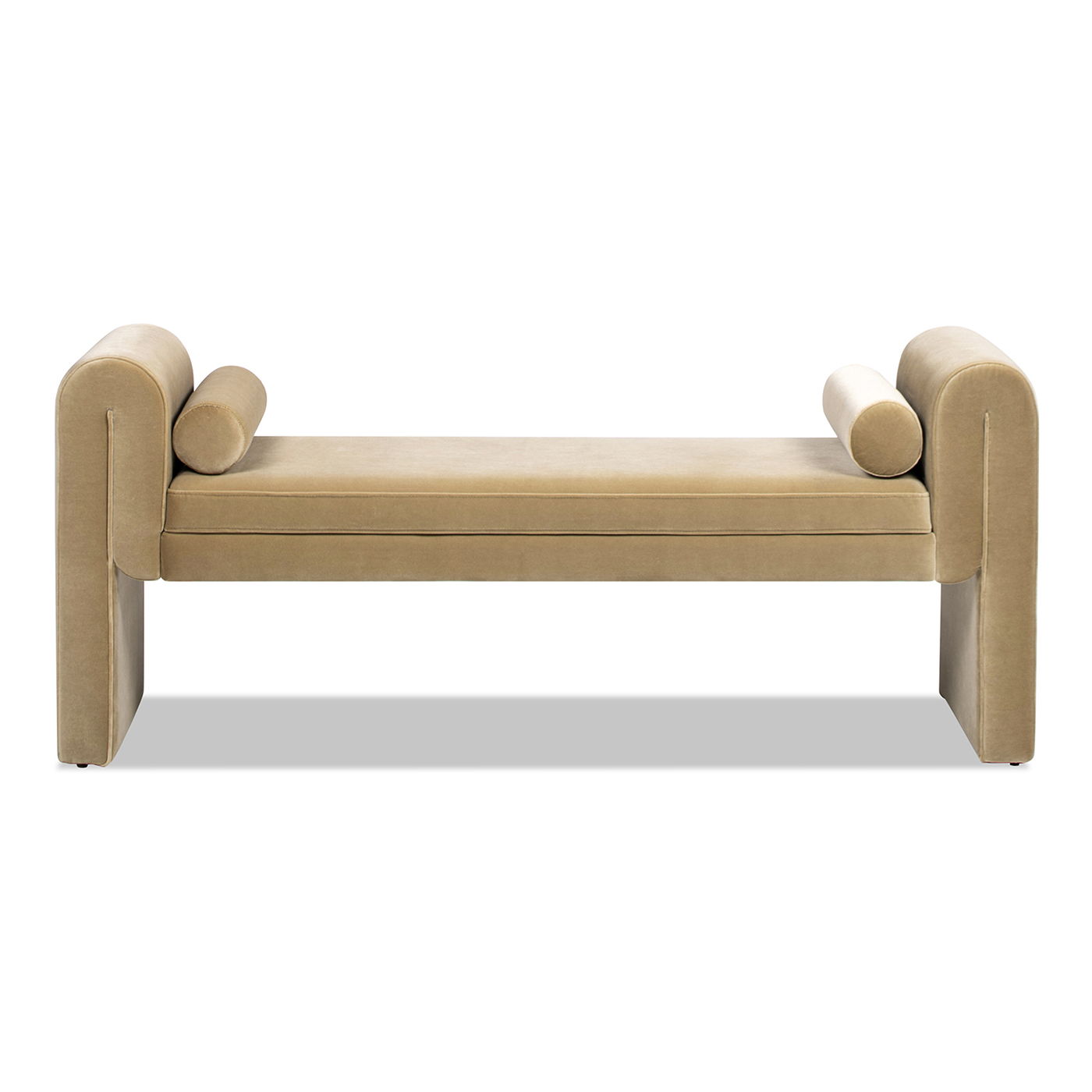 Mason - Arched Arm Bench With Bolster Pillows - Camel Brown Beige - The Sleep Loft - Online Mattress Showroom NYC