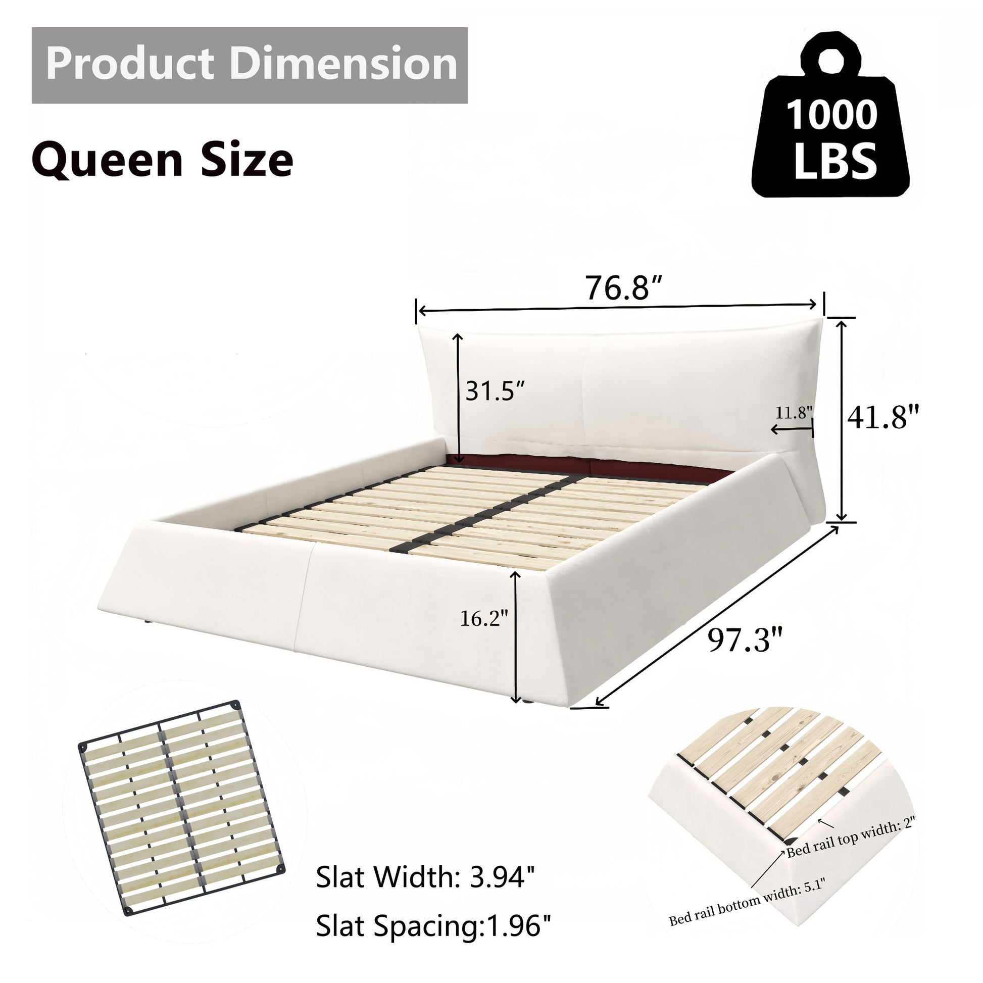 Upholstered Platform Bed With Special Shaped Headboard - The Sleep Loft - Online Mattress Showroom NYC