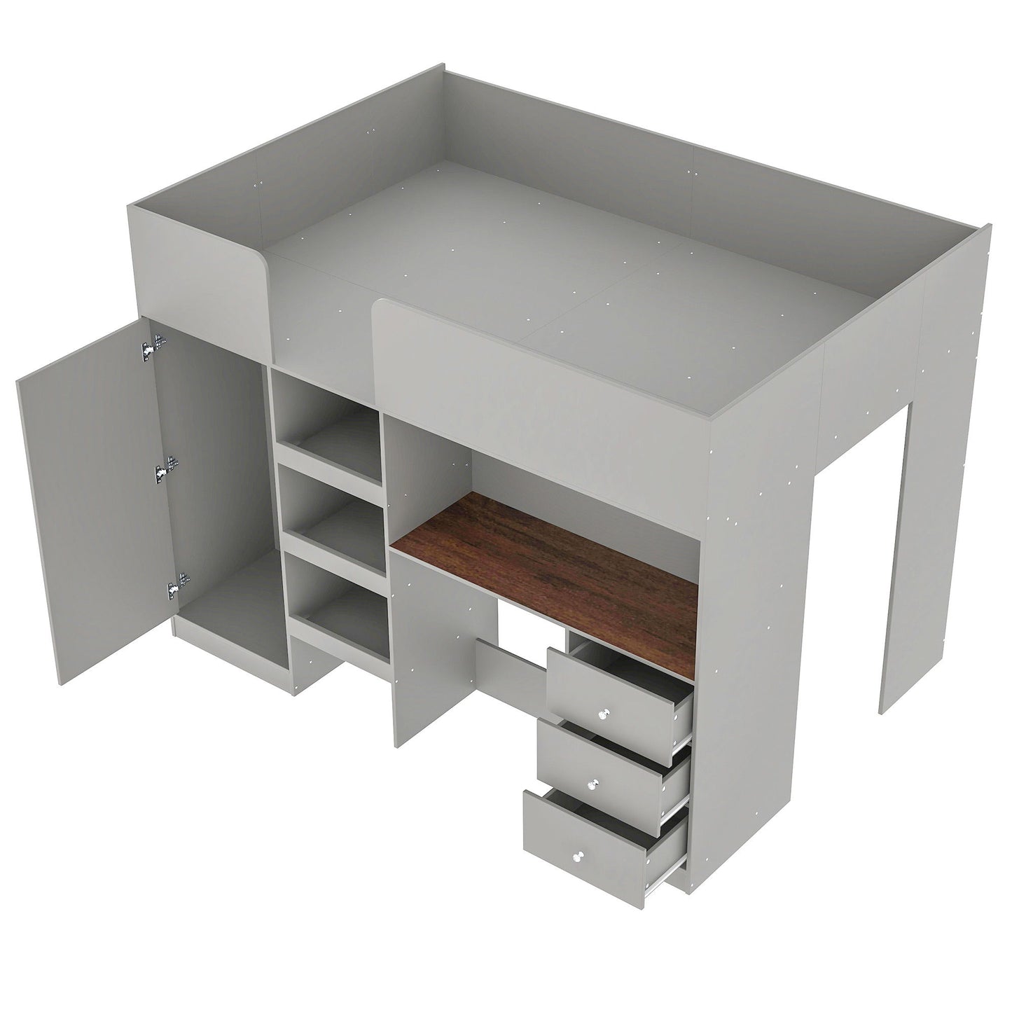 Loft Bed With Built In Wardrobe, Desk, Shelves, And Drawers - The Sleep Loft - Online Mattress Showroom NYC