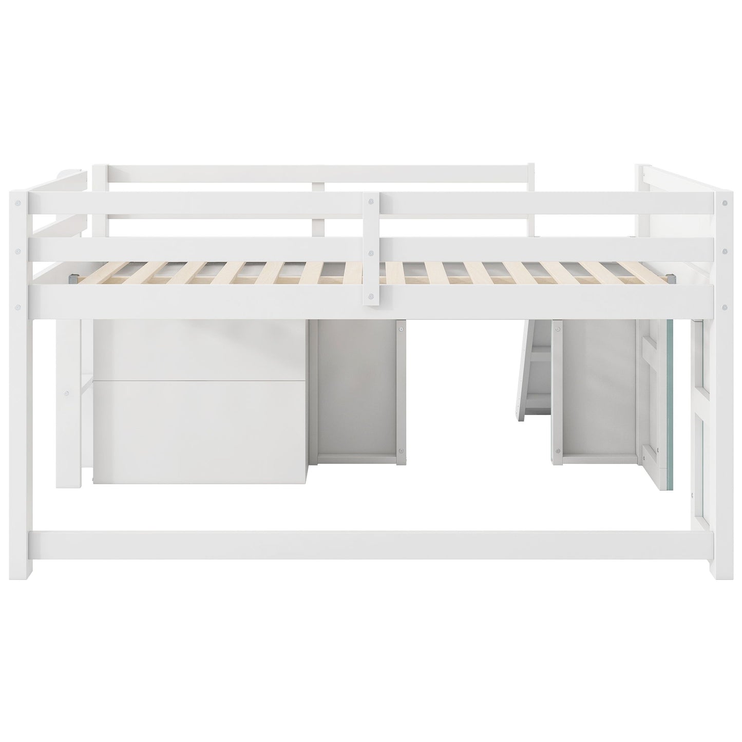 Modern Low Loft Bed With Slide, 3 Storage Drawers, And 2 Doors - The Sleep Loft - Online Mattress Showroom NYC
