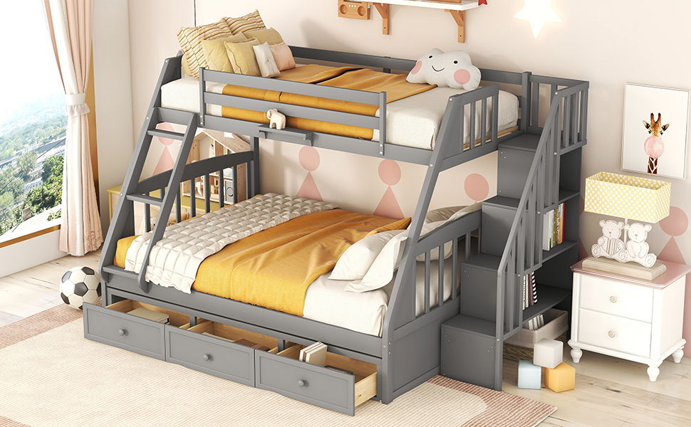 Bunk Bed With Drawers, Ladder And Storage Staircase - The Sleep Loft - Online Mattress Showroom NYC