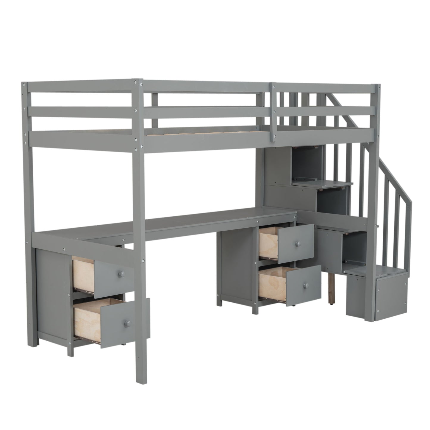 Loft Bed Frame With Built In Desk And Double Storage Drawers - The Sleep Loft - Online Mattress Showroom NYC
