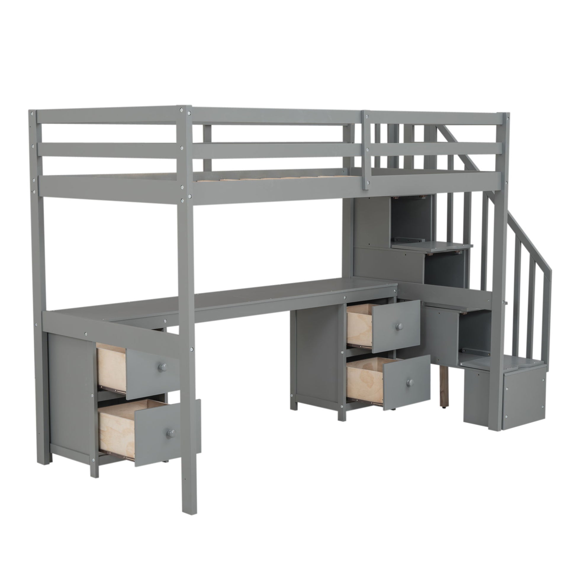 Loft Bed Frame With Built In Desk And Double Storage Drawers - The Sleep Loft - Online Mattress Showroom NYC