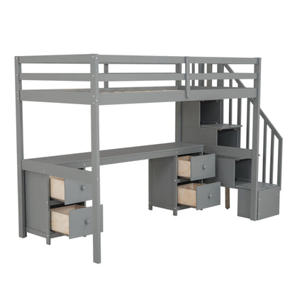 Loft Bed Frame With Built In Desk And Double Storage Drawers - The Sleep Loft - Online Mattress Showroom NYC
