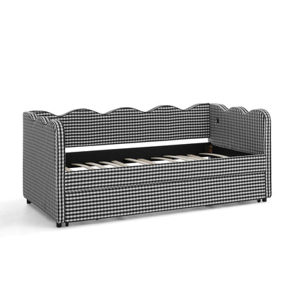 Gingham Daybed With USB Charging Port, Wave Shaped Design - The Sleep Loft - Online Mattress Showroom NYC