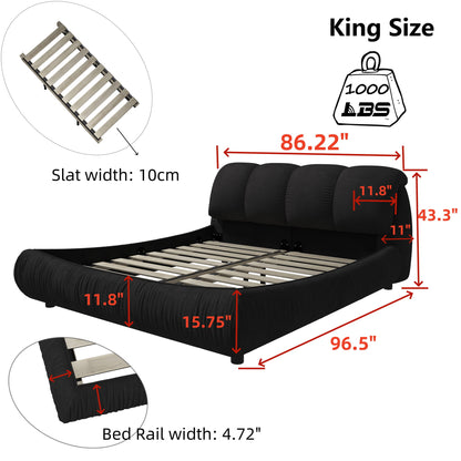 Luxury Upholstered Platform Bed With Oversized Padded Backrest And Solid Wood Frame - The Sleep Loft - Online Mattress Showroom NYC