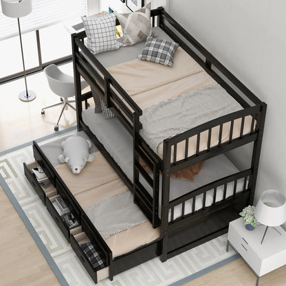 Bunk Bed With Trundle And Drawers, Arched Headboard And Footboard - The Sleep Loft - Online Mattress Showroom NYC