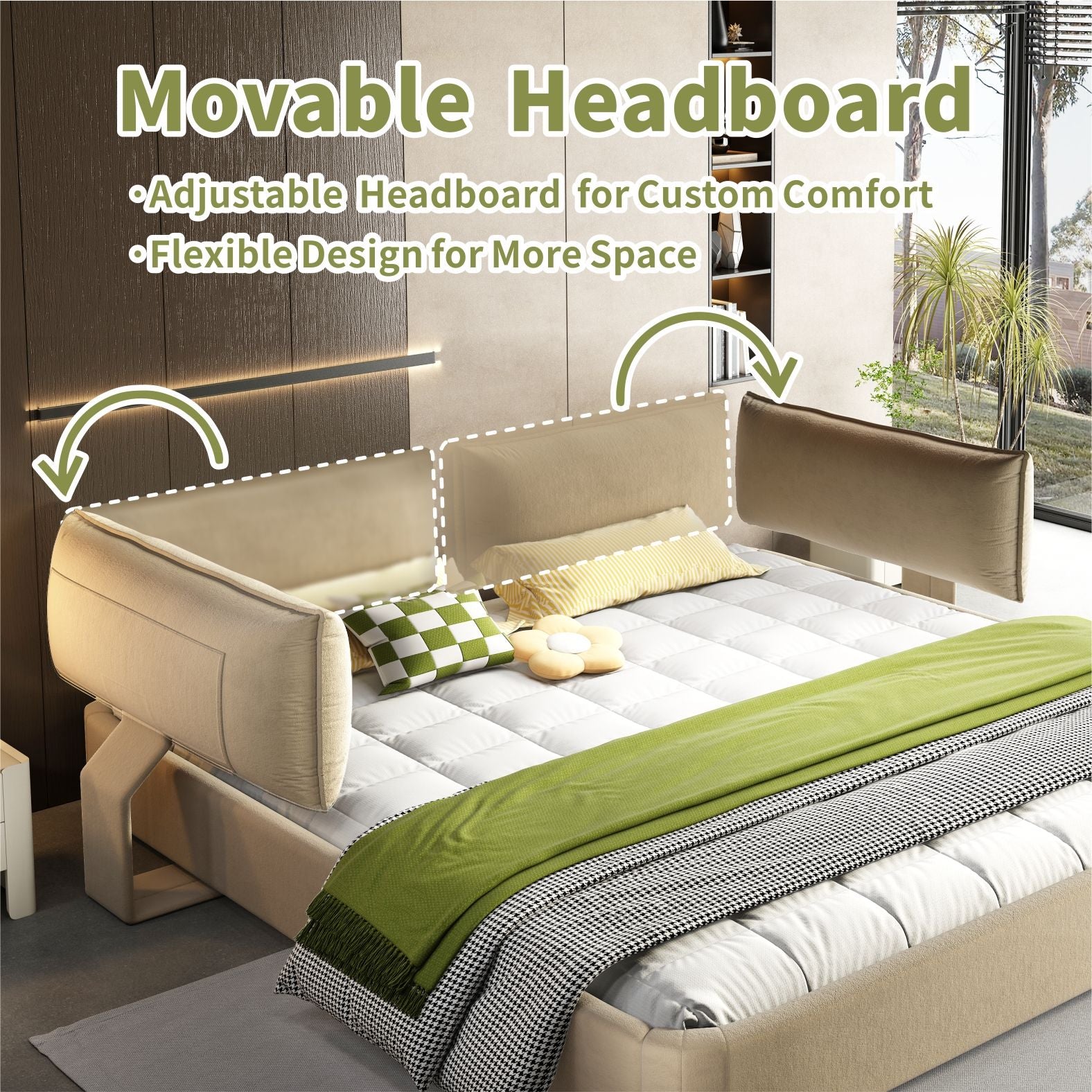 Cloud Bed Frame With Oversized Padded Movable Headboard - The Sleep Loft - Online Mattress Showroom NYC