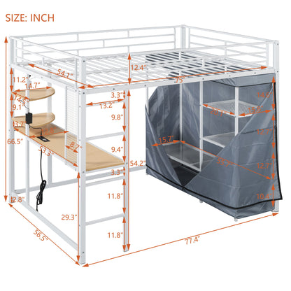 Loft Bed With Desk, Shelves, Power Outlet, LED Light And Wardrobe - The Sleep Loft - Online Mattress Showroom NYC