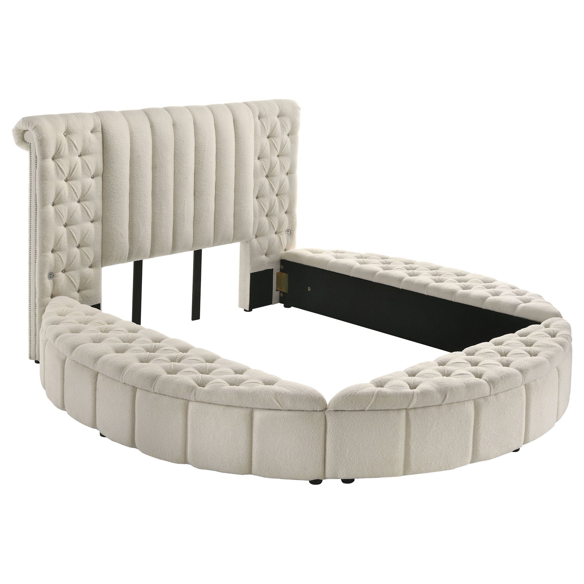 Santiago - Upholstered Round Storage Bed With Built In Charging Ports - The Sleep Loft - Online Mattress Showroom NYC
