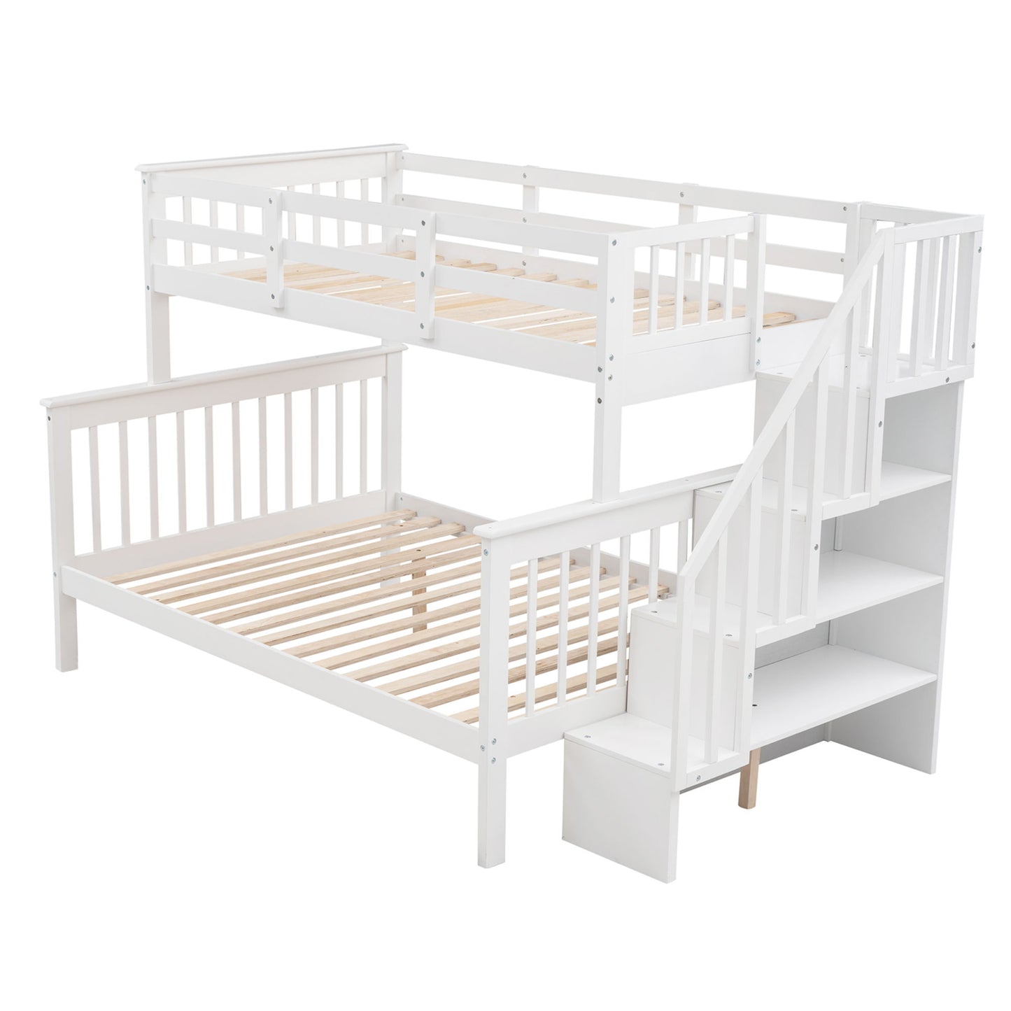 Stairway Bunk Bed With Storage And Guard Rail For Bedroom - The Sleep Loft - Online Mattress Showroom NYC