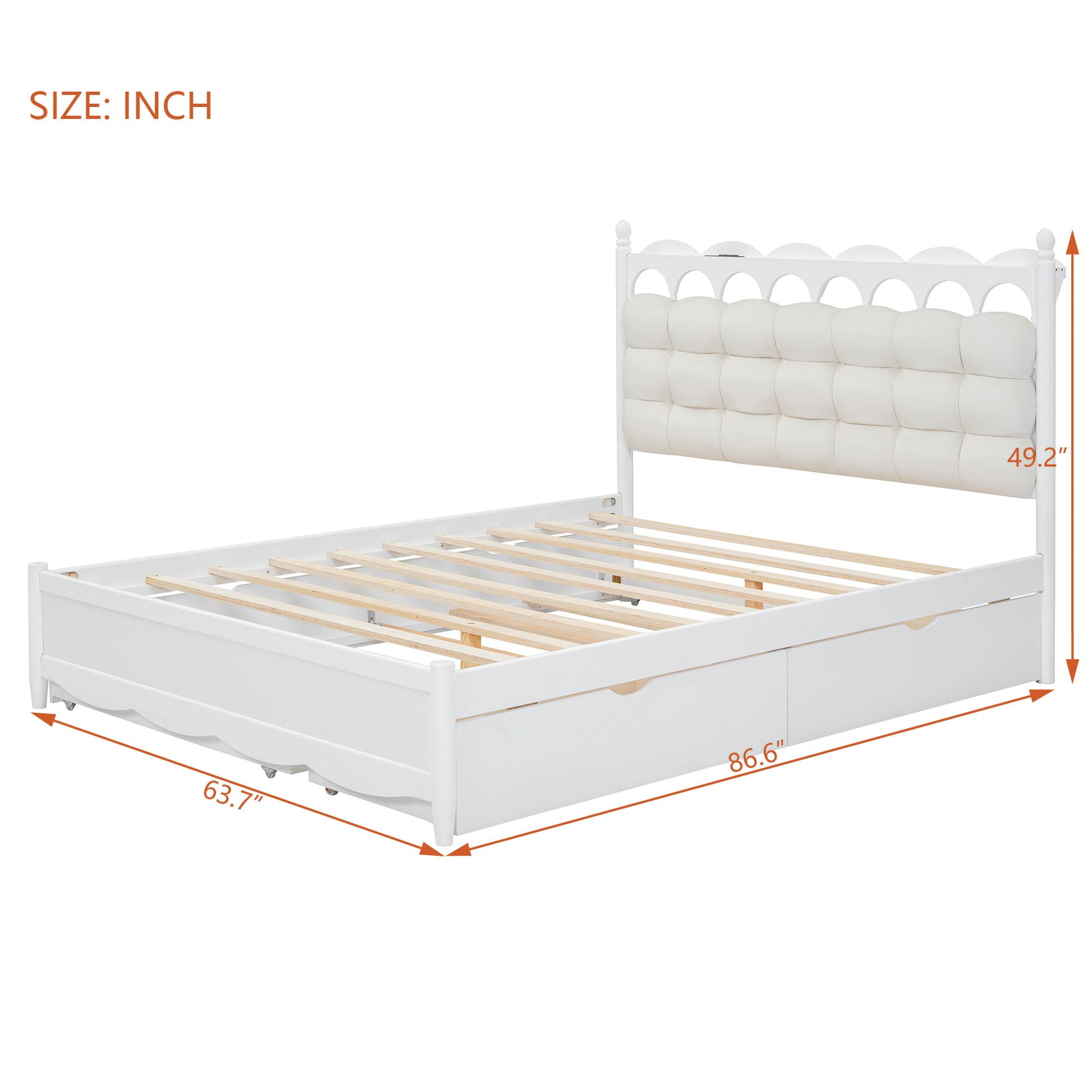 Storage Platform Bed, With 2 Big Drawers, Trundle, One Set Of Sockets & USB Ports - The Sleep Loft - Online Mattress Showroom NYC