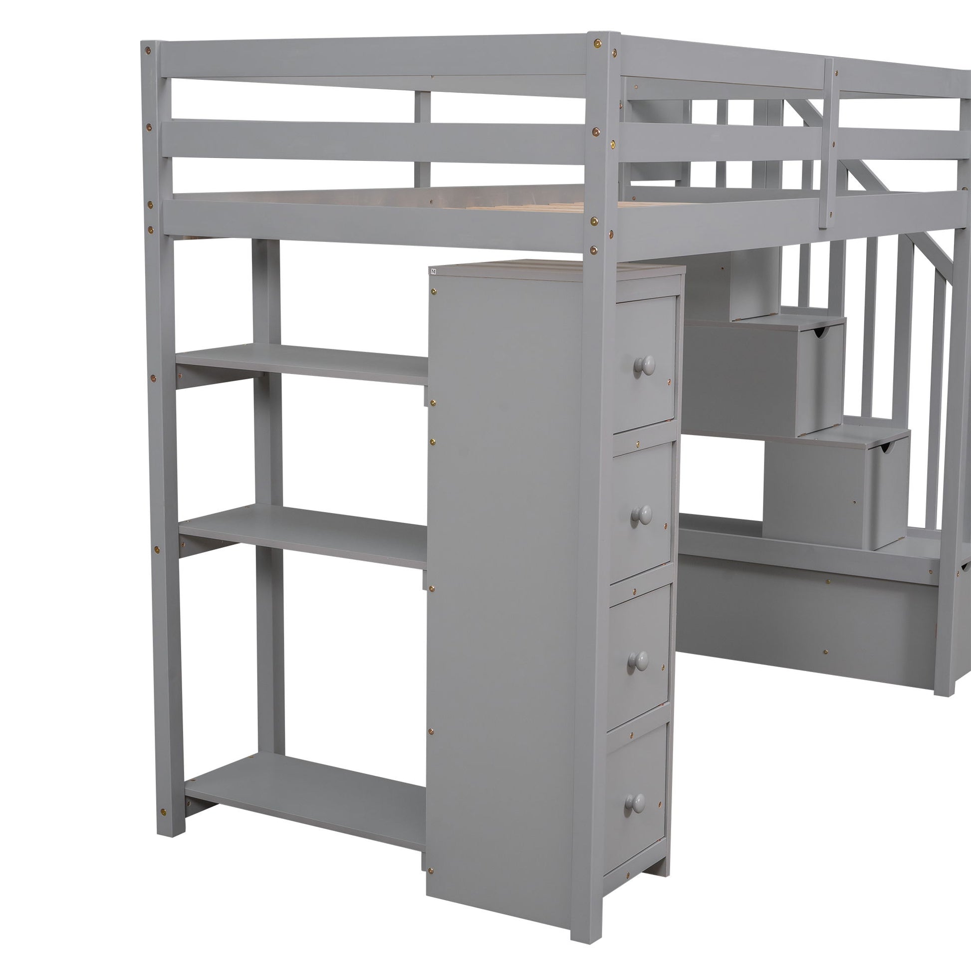 Loft Bed With Storage Drawers And Stairs With Shelves - The Sleep Loft - Online Mattress Showroom NYC
