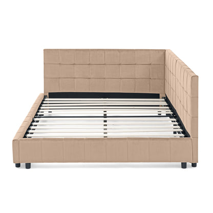 Mid-Century Storage Upholstered Tufted Bed Frame With Backrest And Armrests - The Sleep Loft - Online Mattress Showroom NYC