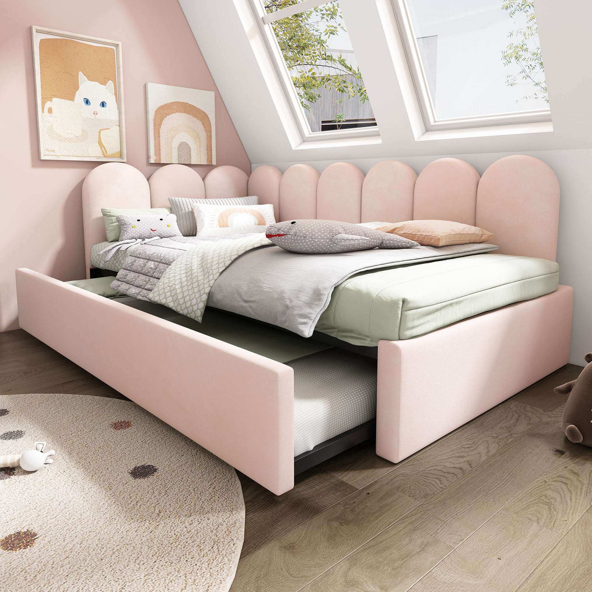 Upholstered Daybed With Metal Slatted Base - The Sleep Loft - Online Mattress Showroom NYC