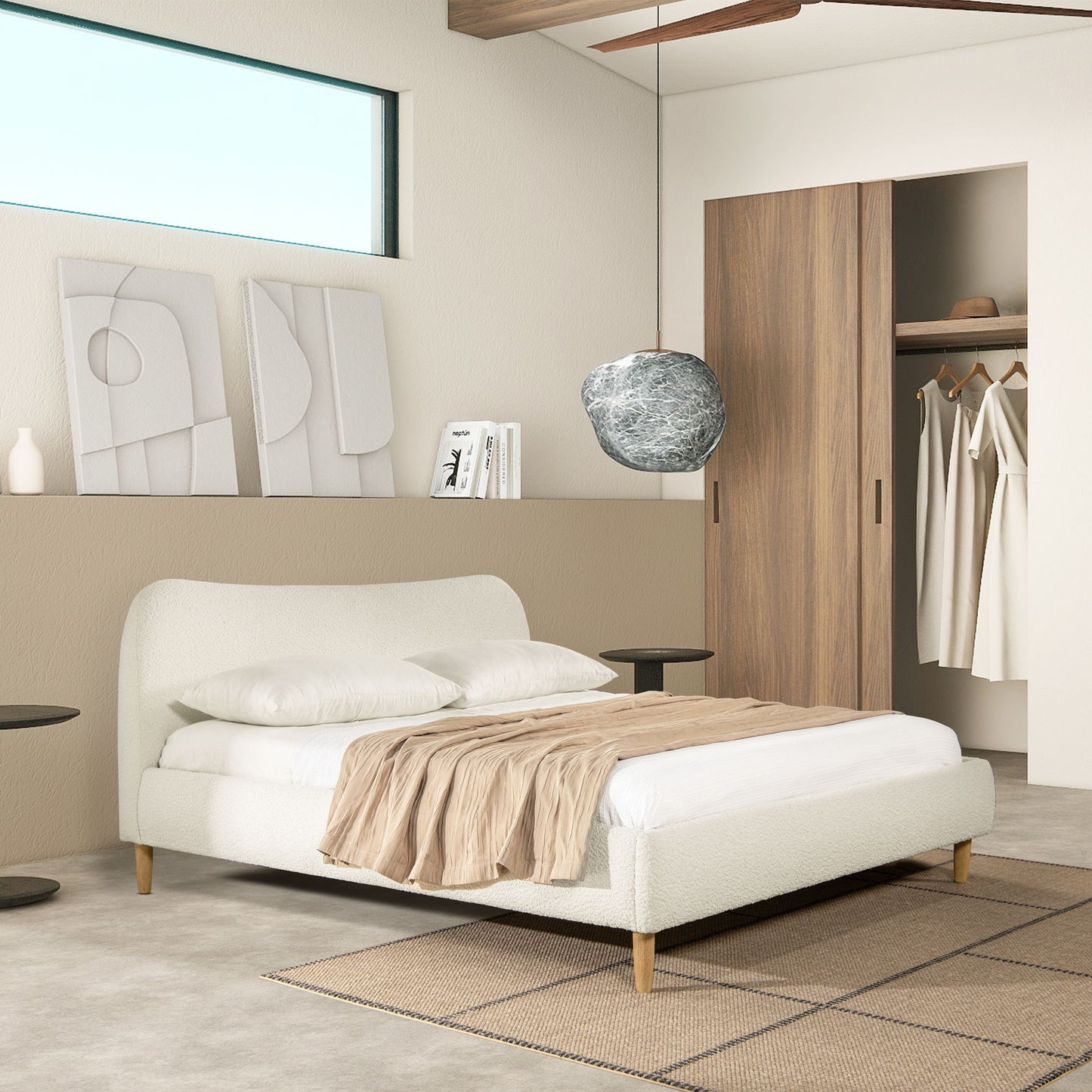 Roman - Curved Headboard Upholstered Platform Bed - The Sleep Loft - Online Mattress Showroom NYC