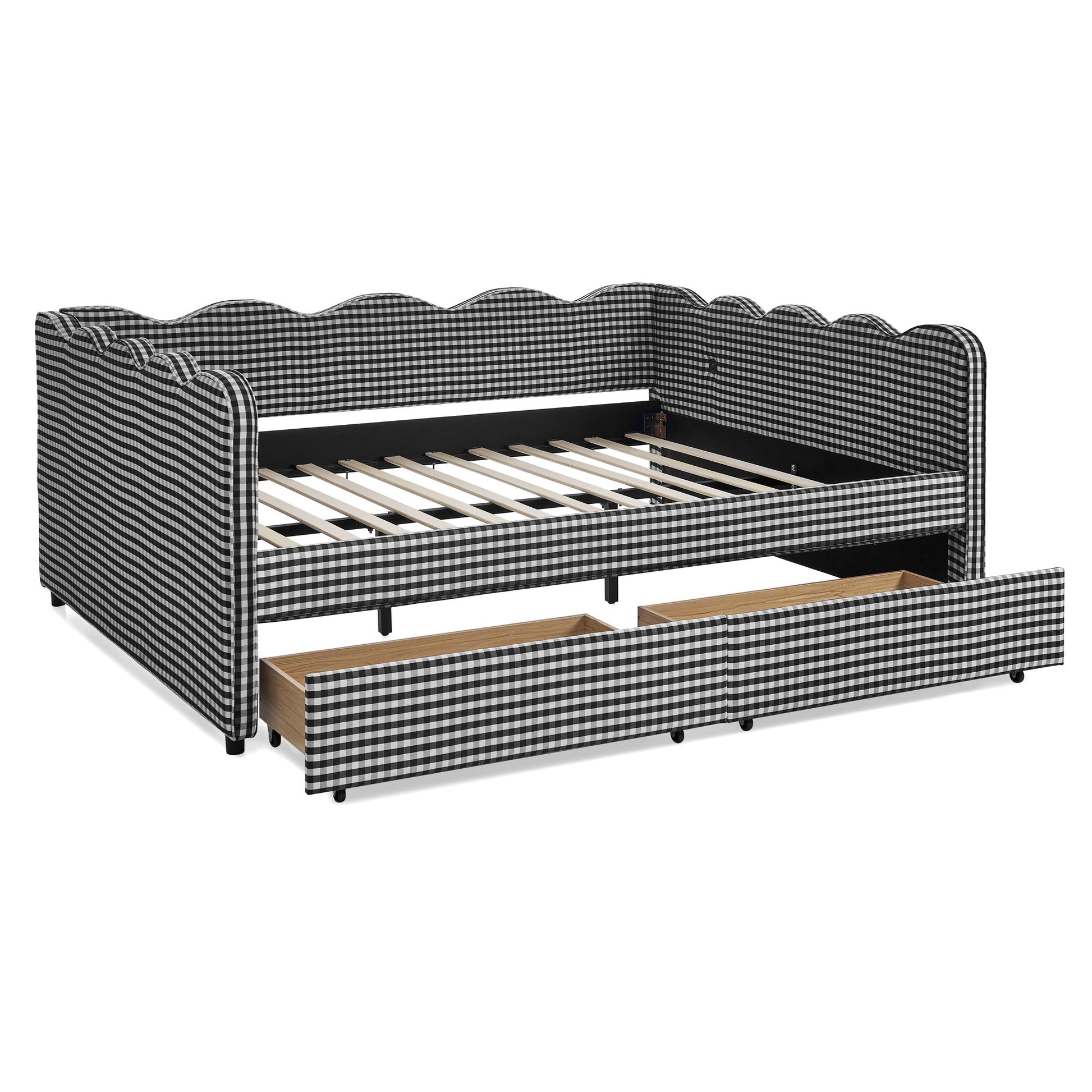 Gingham Daybed With USB Charging Port, Wave-Shaped Design - The Sleep Loft - Online Mattress Showroom NYC