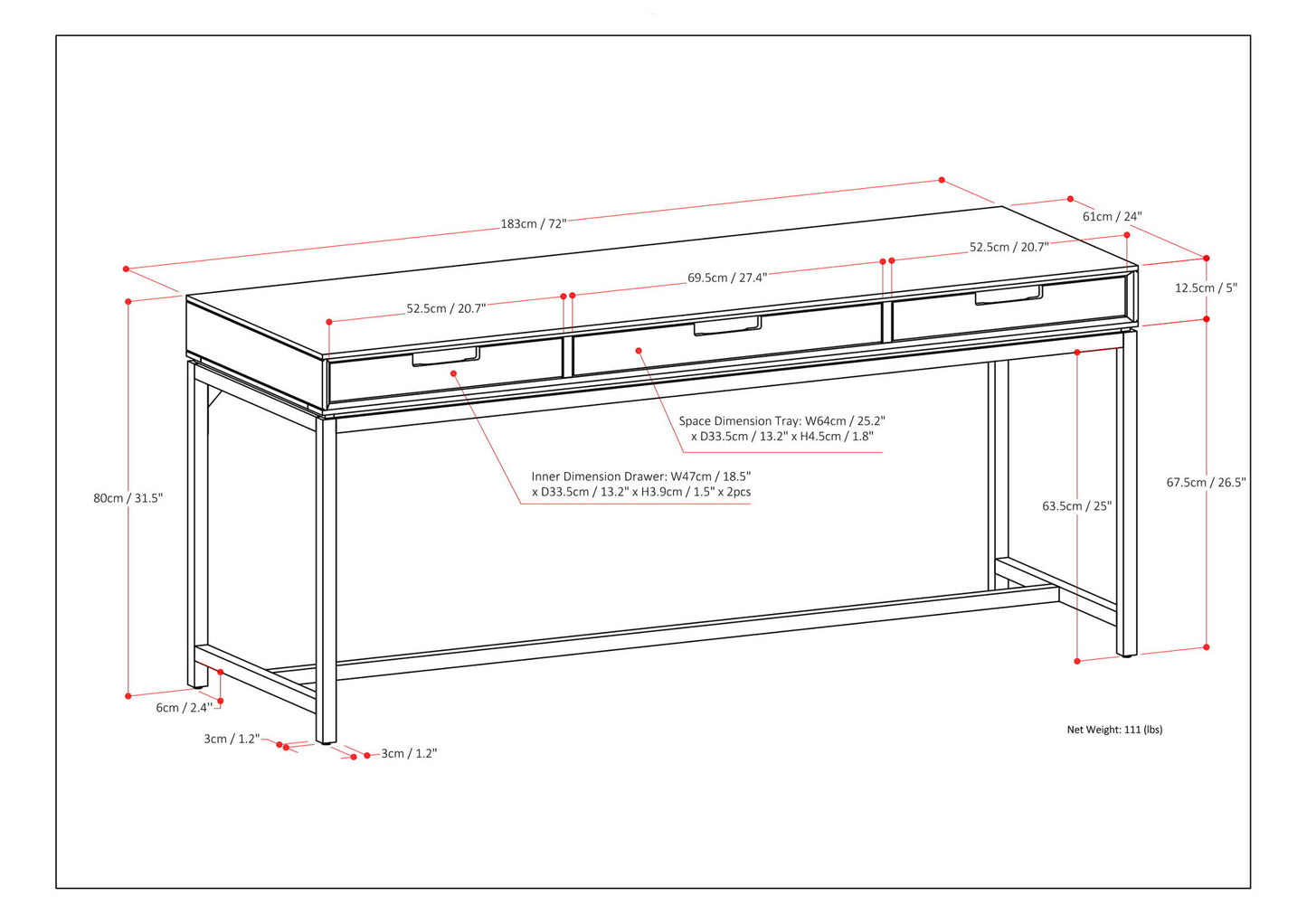 Banting - Mid Century Handcrafted Wide Desk - The Sleep Loft - Online Mattress Showroom NYC
