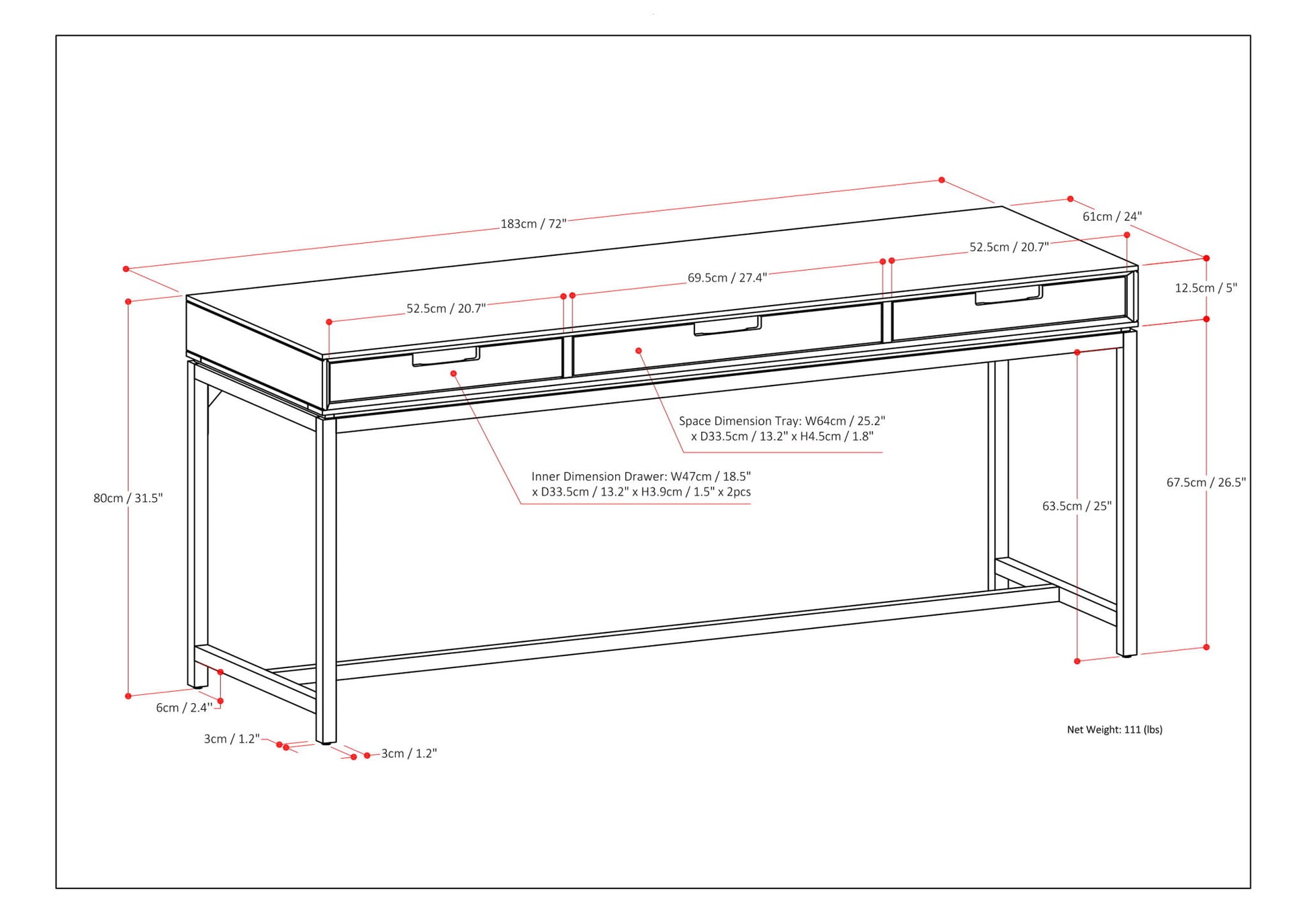 Banting - Mid Century Wide Desk, Handcrafted - The Sleep Loft - Online Mattress Showroom NYC