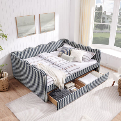 Gingham Daybed With USB Charging Port, Wave-Shaped Design - The Sleep Loft - Online Mattress Showroom NYC
