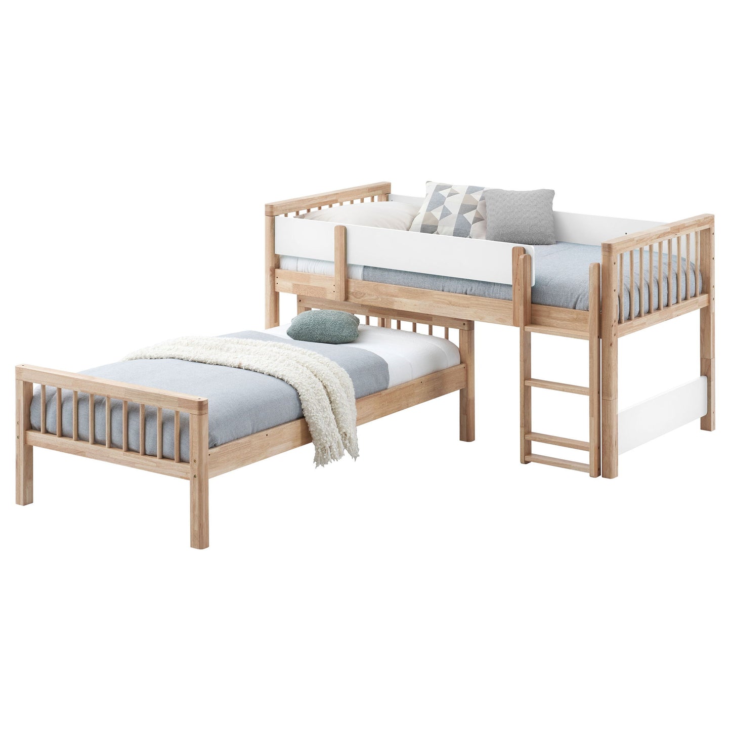 Ponderosa - Twin Over Twin Bunk Bed With Accents - Natural - The Sleep Loft - Online Mattress Showroom NYC