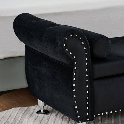Storage Bench With Crystal Buttons And 1 Pillow For Bedroom - The Sleep Loft - Online Mattress Showroom NYC