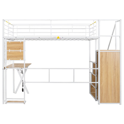 Loft Bed With Built In Work Station, Wardrobe, Storage Staircase And LED - The Sleep Loft - Online Mattress Showroom NYC