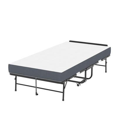Twin Folding Bed With Adjustable Headboard, Memory Foam For Tall People, Heavy-Duty Portable On Wheels, Easy Assembly - Black - The Sleep Loft - Online Mattress Showroom NYC