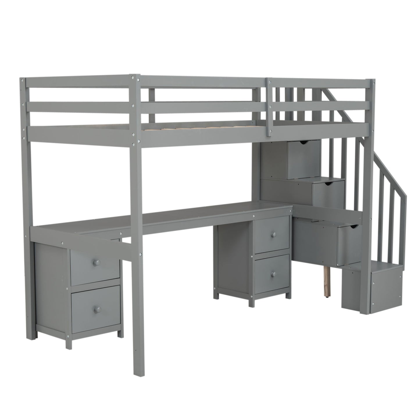 Loft Bed Frame With Built In Desk And Double Storage Drawers - The Sleep Loft - Online Mattress Showroom NYC