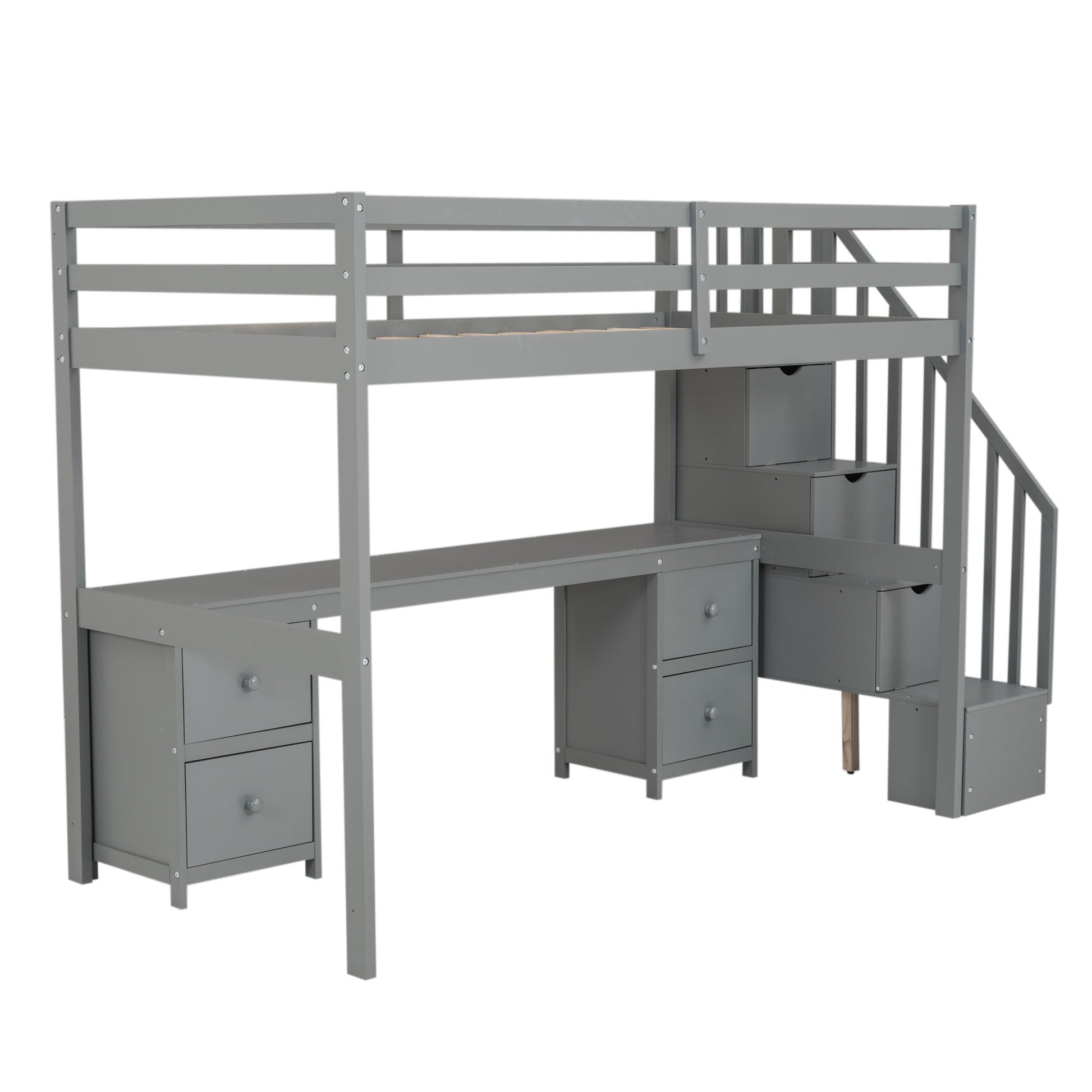 Loft Bed Frame With Built In Desk And Double Storage Drawers - The Sleep Loft - Online Mattress Showroom NYC
