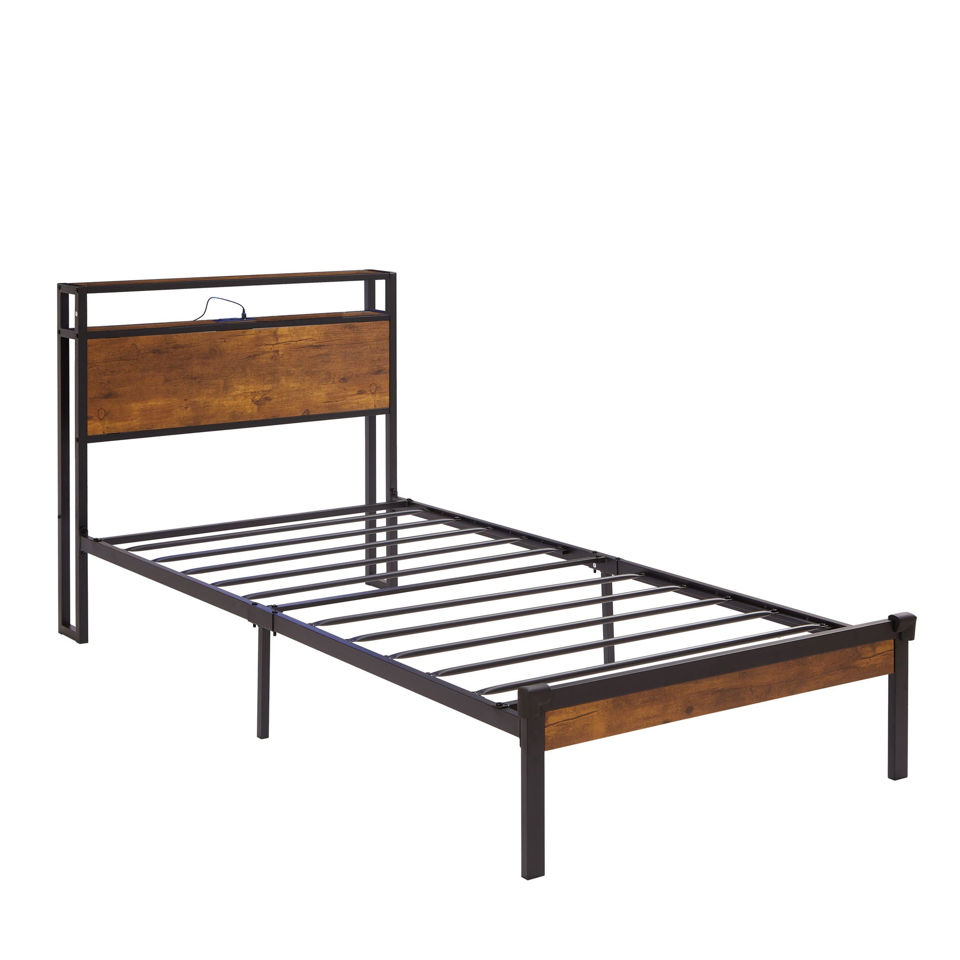 Platform Bed Frame With Wooden Headboard And Footboard, USB Liner - The Sleep Loft - Online Mattress Showroom NYC