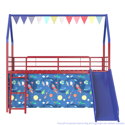 Jack - House Loft Bed With Slide And Curtain Set - The Sleep Loft - Online Mattress Showroom NYC