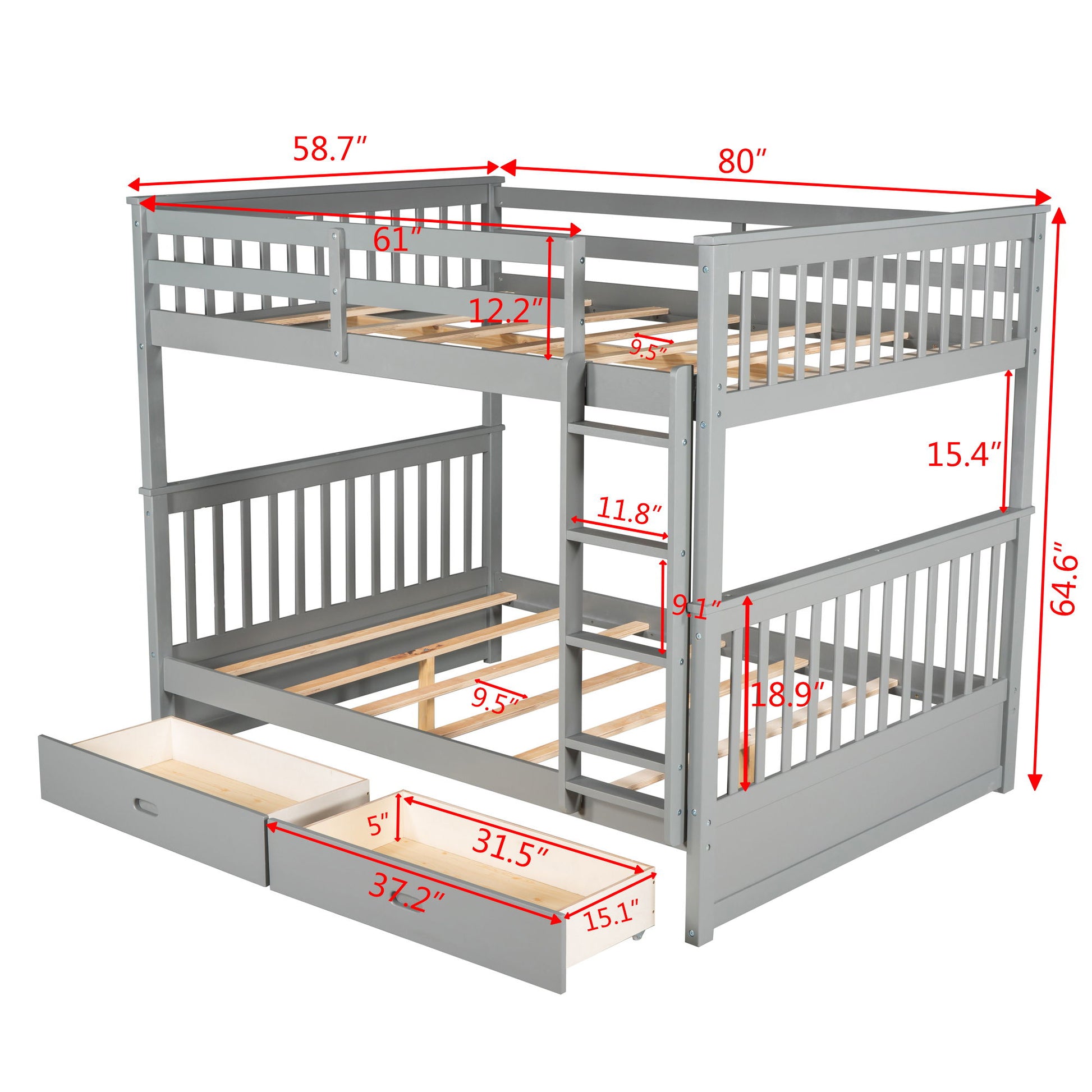 Bunk Bed With Ladders And 2 Storage Drawers - The Sleep Loft - Online Mattress Showroom NYC