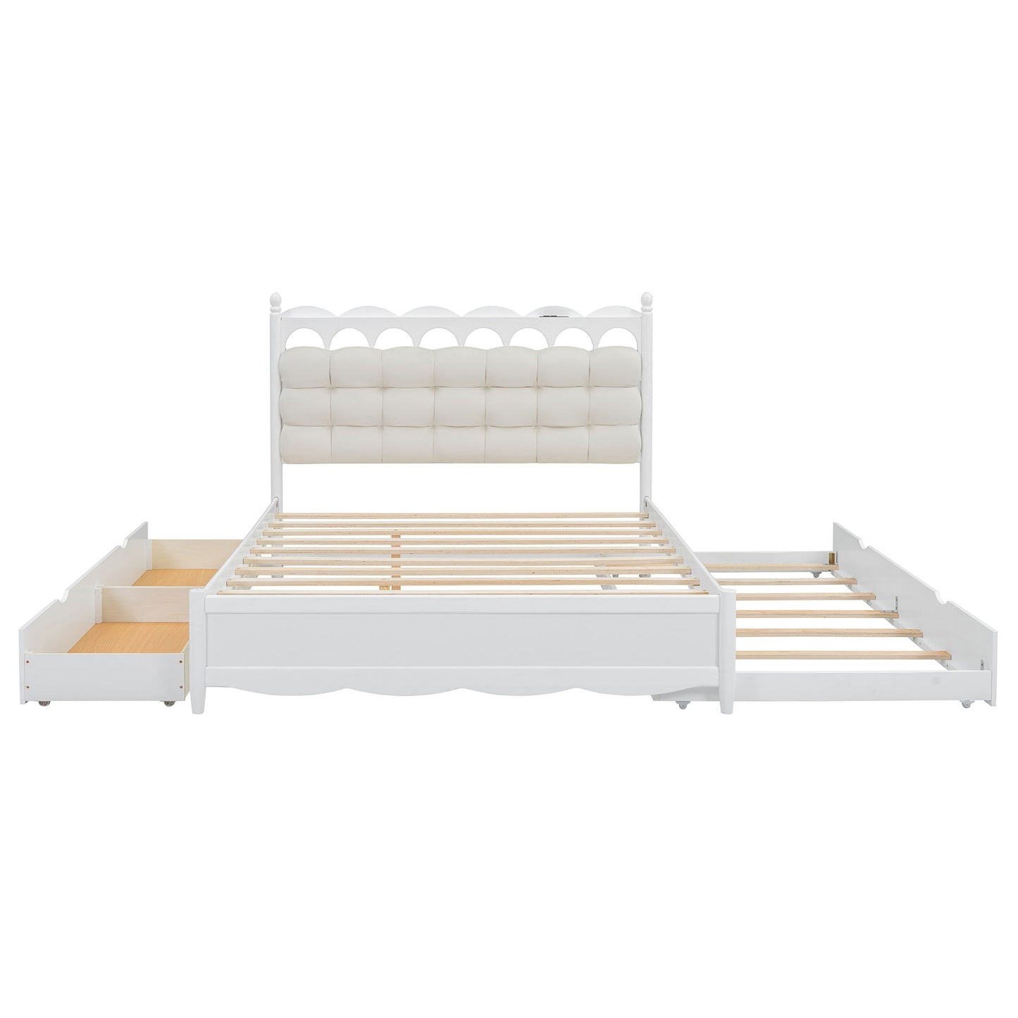 Storage Platform Bed, With 2 Big Drawers, Trundle, One Set Of Sockets & USB Ports - The Sleep Loft - Online Mattress Showroom NYC