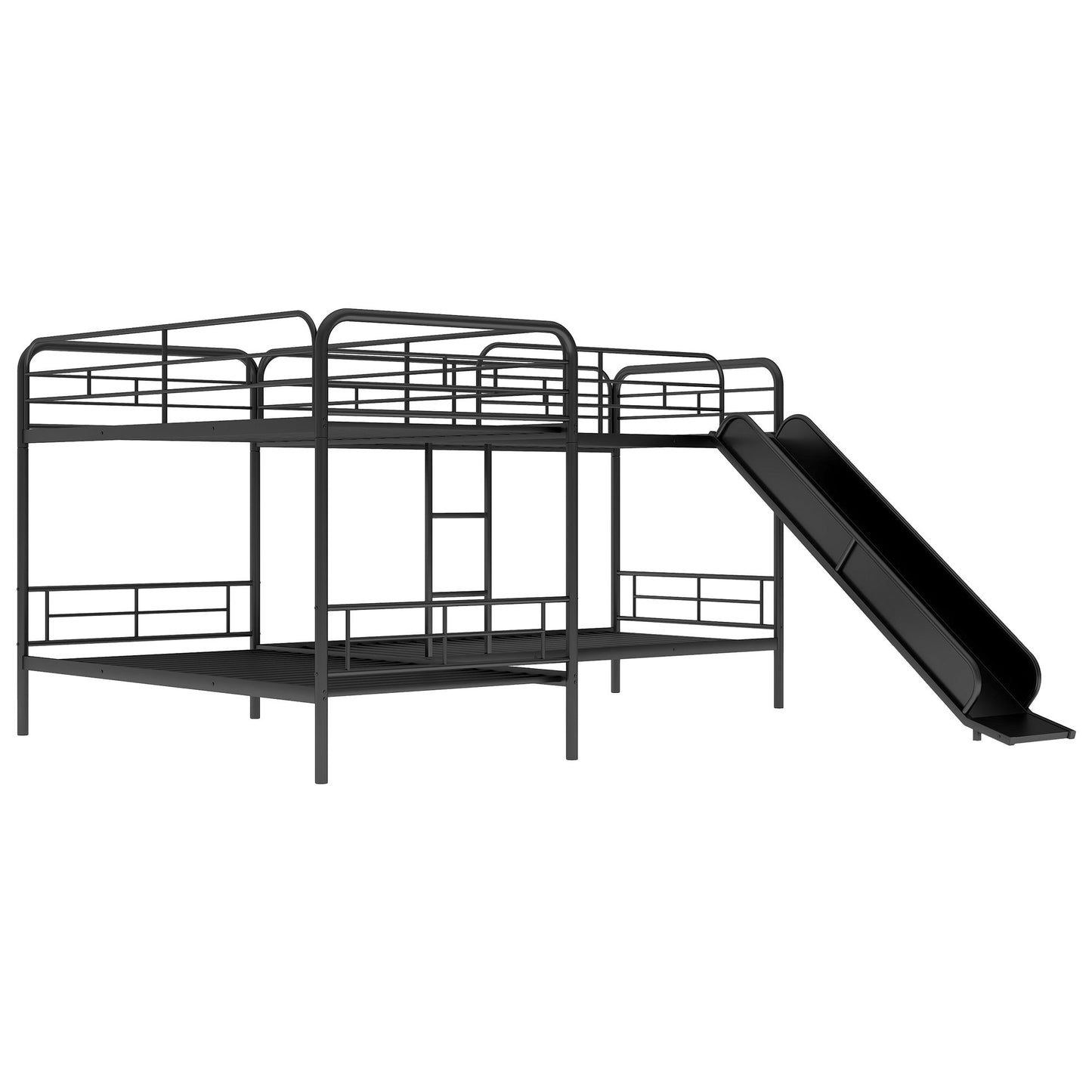 Mission Style Twin Size L-Shaped Bunk Bed With Slide And Ladder - Black - The Sleep Loft - Online Mattress Showroom NYC