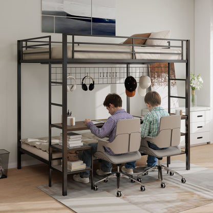 Ethan - Bunk Bed With Desk, Charging Station, Storage Shelves - The Sleep Loft - Online Mattress Showroom NYC