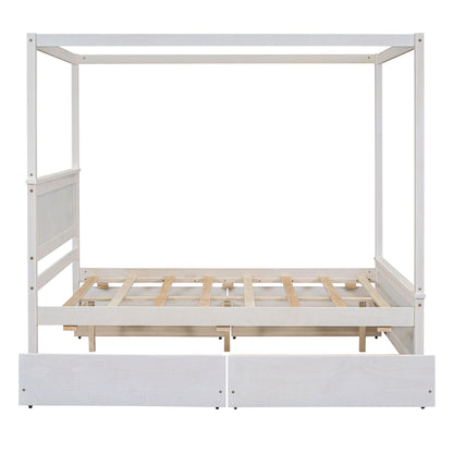 Canopy Platform Bed With Drawers, Support Slats, No Box Spring Needed - The Sleep Loft - Online Mattress Showroom NYC