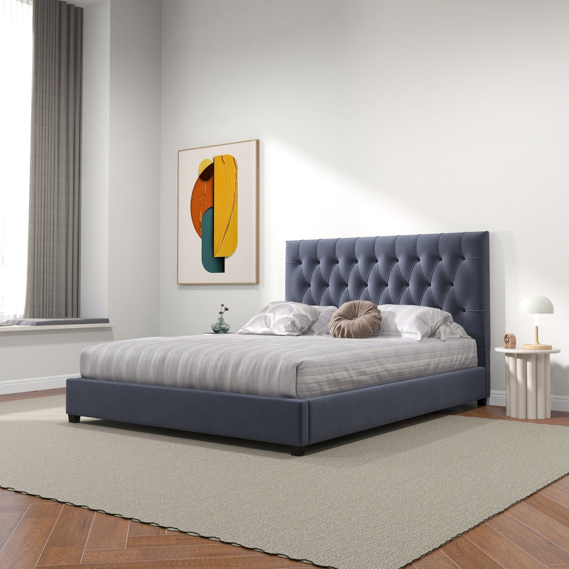 Donald - Mid-Century Modern Upholstered Platform Bed - The Sleep Loft - Online Mattress Showroom NYC