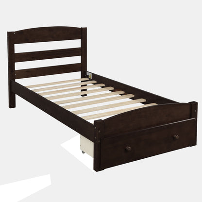 Platform Bed Frame With Storage Drawer And Wood Slat Support No Box Spring Needed - The Sleep Loft - Online Mattress Showroom NYC