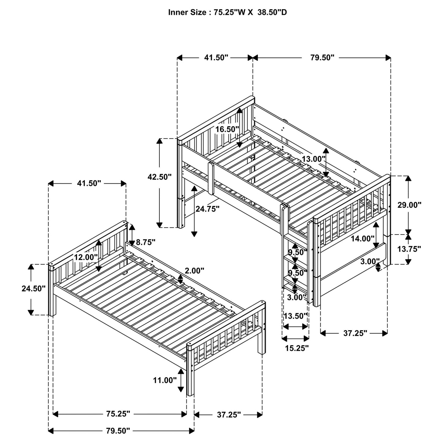 Ponderosa - Twin Over Twin Bunk Bed With Accents - Natural - The Sleep Loft - Online Mattress Showroom NYC