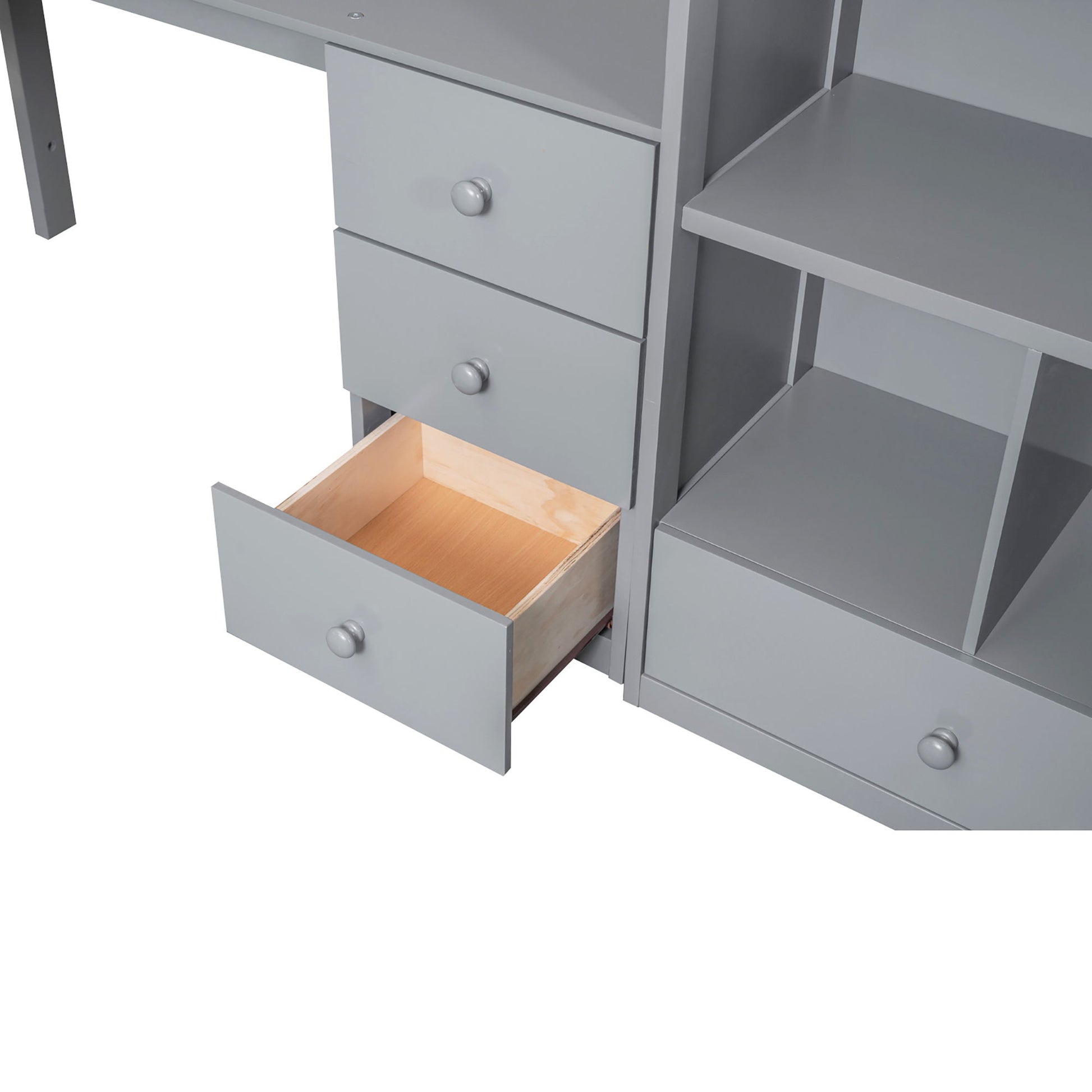 Loft Bed With L Shaped Desk, Drawers, Cabinet, And Storage Staircase - The Sleep Loft - Online Mattress Showroom NYC