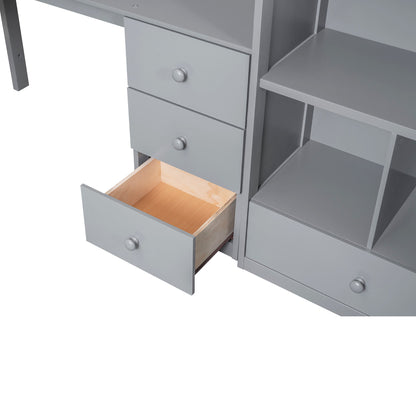 Loft Bed With L Shaped Desk, Drawers, Cabinet, And Storage Staircase - The Sleep Loft - Online Mattress Showroom NYC