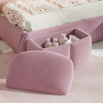 Full Upholstered Platform Bed With Cartoon Ears Headboard And LED Light - Pink - The Sleep Loft - Online Mattress Showroom NYC