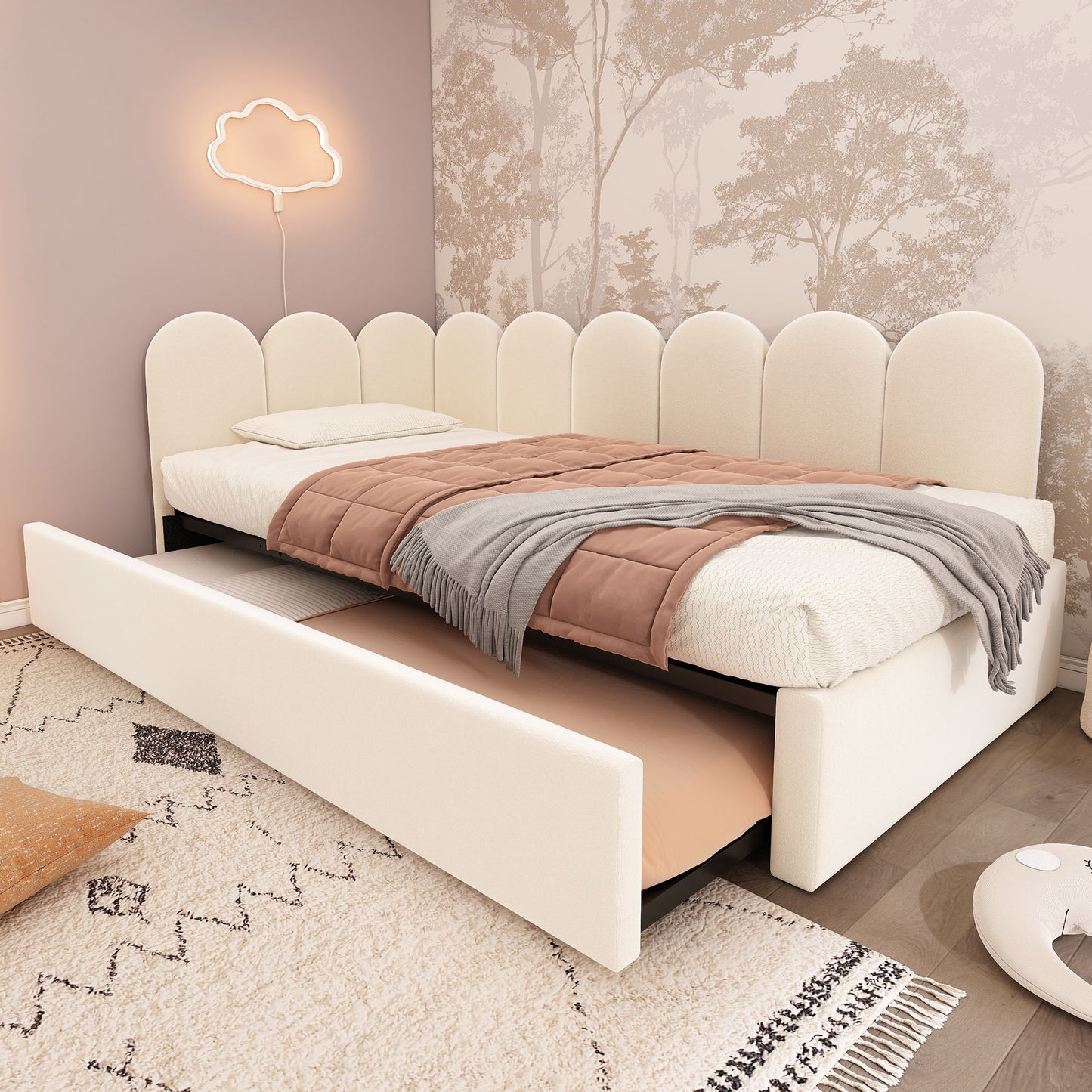 Upholstered Daybed With Metal Slatted Base - The Sleep Loft - Online Mattress Showroom NYC