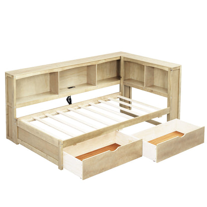 Daybed With 2 Storage Drawers, Storage Cabinets, USB Ports - The Sleep Loft - Online Mattress Showroom NYC