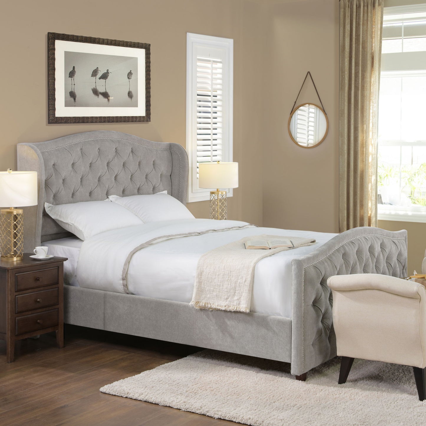 Marcella - Upholstered Shelter Headboard Bed Set - The Sleep Loft - Online Mattress Showroom NYC