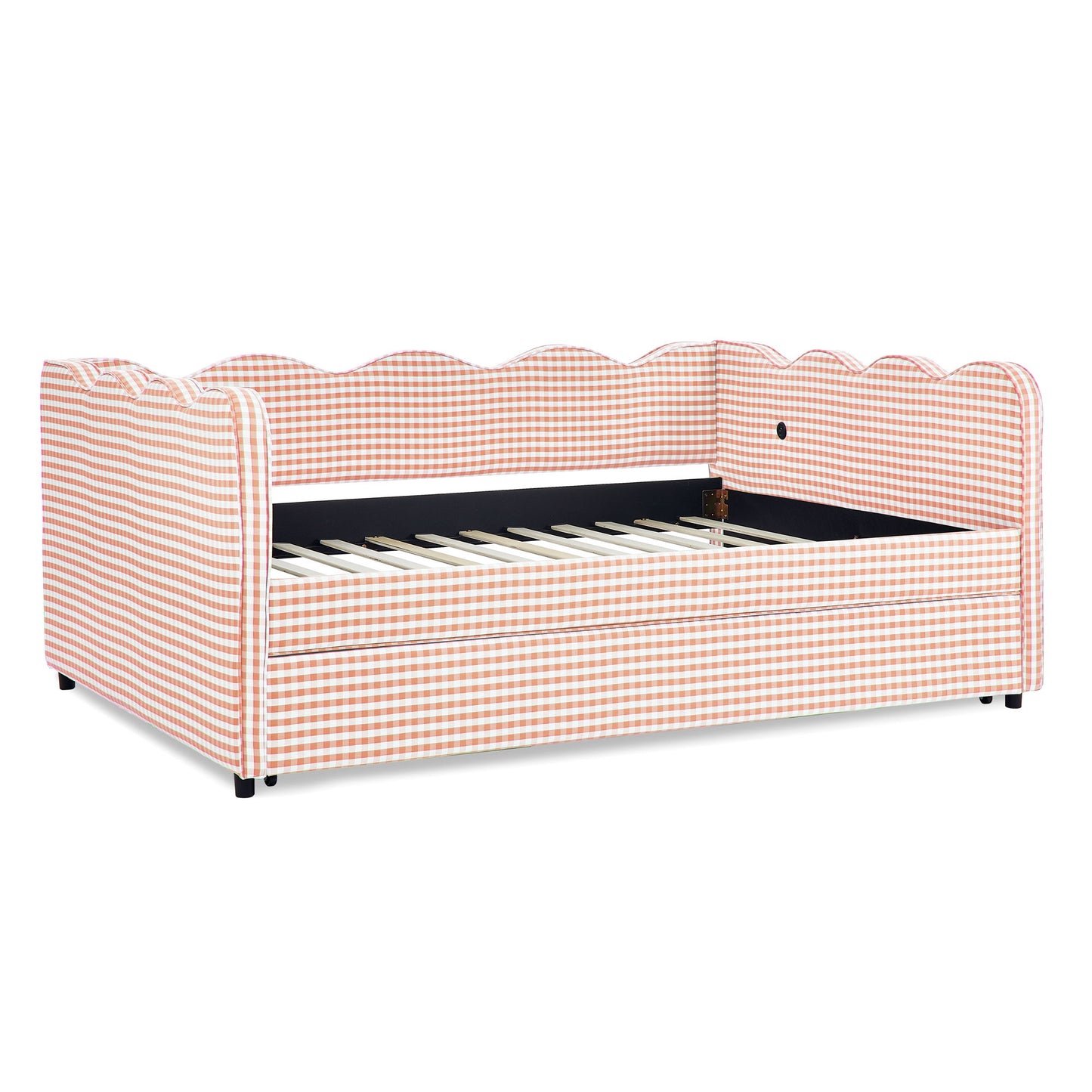 Gingham Daybed With USB Charging Port, Wave-Shaped Design - The Sleep Loft - Online Mattress Showroom NYC