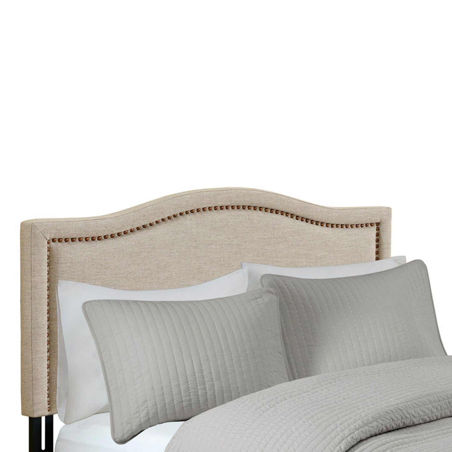 Elegant Panel Headboard With Copper Nailheads And Adjustable Metal Legs - The Sleep Loft - Online Mattress Showroom NYC